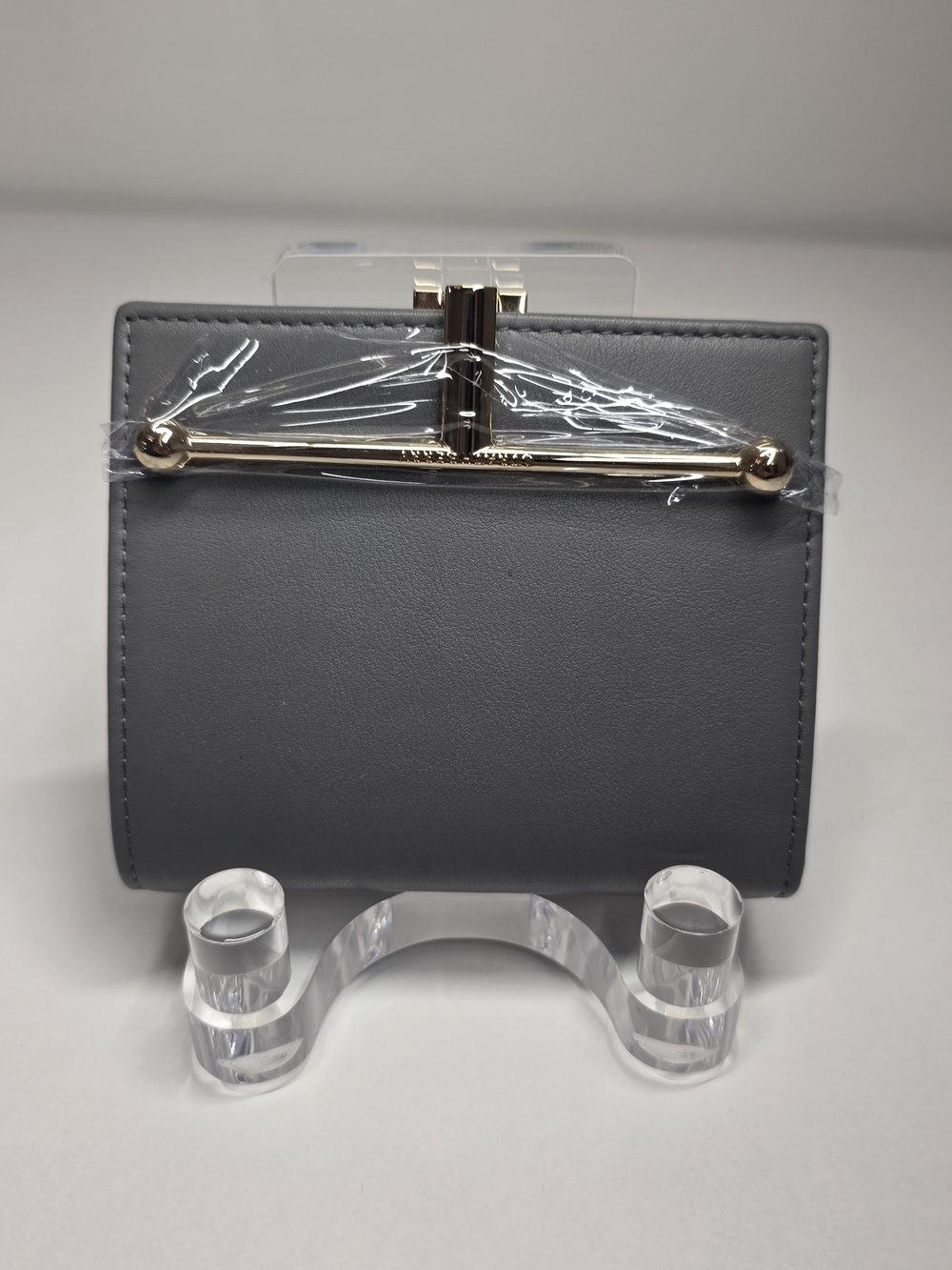 Strathberry Gray Wallet with Gold Hardware